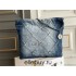 Chanel 23C 22 Bag, small size, denim fabric, silver-tone hardware, 35x37x7cm