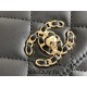 Chanel 23S Trendy CC in medium size 25, black, lambskin, light gold-tone hardware, Hass Factory leather, 17x25x12cm