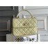 Chanel 23S Trendy CC in medium size 25, light yellow, lambskin, light gold-tone hardware, Hass Factory leather, 17x25x12cm