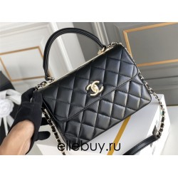 Chanel Classic Trendy CC in medium size 25, black, lambskin, light gold-tone hardware, Hass Factory leather, 17x25x12cm