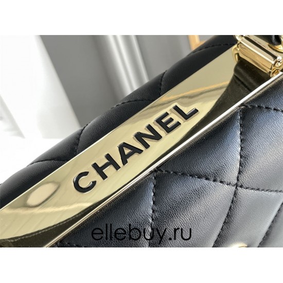 Chanel Classic Trendy CC in medium size 25, black, lambskin, light gold-tone hardware, Hass Factory leather, 17x25x12cm