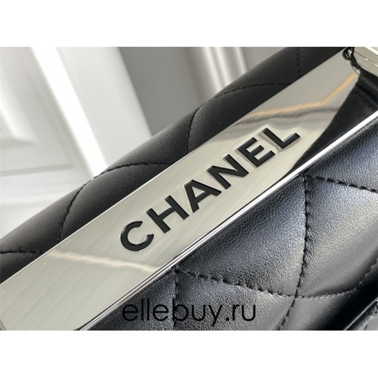 Chanel Classic Trendy CC in medium size 25, black, lambskin, silver-tone hardware, Hass Factory leather, 17x25x12cm