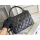 Chanel Classic Trendy CC in medium size 25, all black So Black, black lambskin, Hass Factory leather, 17x25x12cm