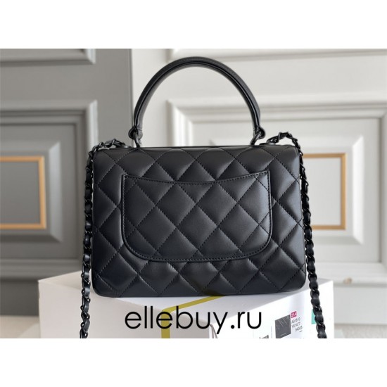 Chanel Classic Trendy CC in medium size 25, all black So Black, black lambskin, Hass Factory leather, 17x25x12cm