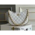 Chanel 23B Hobo Chain Bag, small size 24, white, lambskin, Hass Factory leather, gold-tone hardware, 15x24x2cm