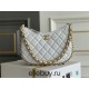 Chanel 23B Hobo Chain Bag, small size 24, white, lambskin, Hass Factory leather, gold-tone hardware, 15x24x2cm