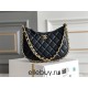 Chanel 23B Hobo Chain Bag, small size 24, black, lambskin, Hass Factory leather, gold-tone hardware, 15x24x2cm