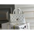 Chanel Classic Coco Handle Mini, 19cm flap bag, white, champagne gold hardware, caviar leather, Hass Factory leather, 13x19x9cm