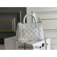 Chanel Classic Coco Handle Mini, 19cm flap bag, white, champagne gold hardware, caviar leather, Hass Factory leather, 13x19x9cm