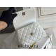 Chanel Classic Coco Handle Mini, 19cm flap bag, white, champagne gold hardware, caviar leather, Hass Factory leather, 13x19x9cm