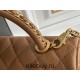 Chanel Classic Coco Handle, small size 24cm flap bag, caramel, with stitched edges, gold-tone hardware, caviar leather, Hass Factory leather, 24x14x10cm