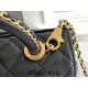 Chanel 23P Coco Handle Mini, 19cm flap bag, black, with stitched edges, gold-tone hardware, caviar leather, Hass Factory leather, 13x19x9cm