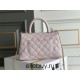 Chanel Coco Handle, small size 24cm flap bag, pink, with stitched edges, champagne gold hardware, caviar leather, Hass Factory leather, 24x14x10cm