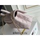 Chanel Coco Handle, small size 24cm flap bag, pink, with stitched edges, champagne gold hardware, caviar leather, Hass Factory leather, 24x14x10cm