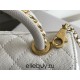 Chanel 23P Coco Handle Mini, 19cm flap bag, white, gold-tone hardware, caviar leather, Hass Factory leather, 13x19x9cm