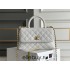 Chanel 23P Coco Handle, small size 24cm flap bag, white, gold-tone hardware, caviar leather, Hass Factory leather, 24x14x10cm