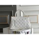 Chanel 23P Coco Handle, small size 24cm flap bag, white, gold-tone hardware, caviar leather, Hass Factory leather, 24x14x10cm