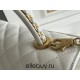 Chanel 23P Coco Handle, small size 29cm flap bag, white, gold-tone hardware, caviar leather, Hass Factory leather, 29x18x12cm