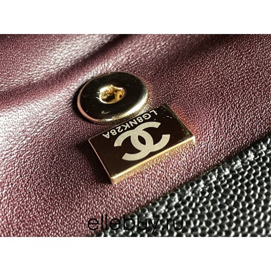 Chanel Classic Coco Handle, small size 24cm flap bag, red lizard skin handle, black caviar leather, champagne gold hardware, without stitched edges, Hass Factory leather, 24x14x10cm