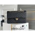 Chanel Classic Flap Bag in V-Pattern Black, Gold Hardware, Medium 25, Caviar Leather, Hass Factory Leather, Dimensions: 16x25x7cm.