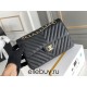 Chanel Classic Flap Bag in V-Pattern Black, Gold Hardware, Medium 25, Caviar Leather, Hass Factory Leather, Dimensions: 16x25x7cm.