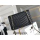 Chanel Classic Flap Bag in V-Pattern Black, Gold Hardware, Medium 25, Caviar Leather, Hass Factory Leather, Dimensions: 16x25x7cm.