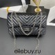 Chanel Classic Flap Bag in 2.55 V-Pattern So Black, Medium 24, Black, Silver Hardware, Lambskin Leather, Padded Leather, Hass Factory Leather, Dimensions: 24cm.