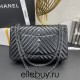 Chanel Classic Flap Bag in 2.55 V-Pattern So Black, Large 28, Black, Silver Hardware, Lambskin Leather, Padded Leather, Hass Factory Leather, Dimensions: 28cm.