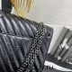 Chanel Classic Flap Bag in 2.55 V-Pattern So Black, Large 28, Black, Silver Hardware, Lambskin Leather, Padded Leather, Hass Factory Leather, Dimensions: 28cm.