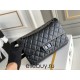 Chanel Classic Flap Bag in 2.55 Diamond Pattern So Black, Medium 24, All Black, Lambskin Leather, Padded Leather, Hass Factory Leather, Dimensions: 24x16x8cm.