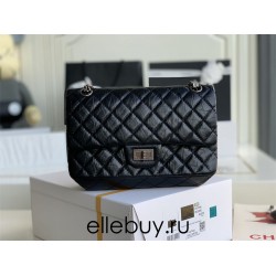 Chanel Classic Flap Bag in 2.55 Diamond Pattern So Black, Medium 24, Black, Silver Hardware, Lambskin Leather, Padded Leather, Hass Factory Leather, Dimensions: 24x16x8cm.