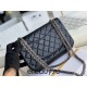 Chanel Classic Flap Bag in 2.55 Diamond Pattern So Black, Medium 24, Black, Silver Hardware, Lambskin Leather, Padded Leather, Hass Factory Leather, Dimensions: 24x16x8cm.