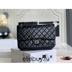 Chanel Classic Flap Bag in 2.55 Diamond Pattern So Black, Large 28, Black, Silver Hardware, Lambskin Leather, Padded Leather, Hass Factory Leather, Dimensions: 28x20x8cm.