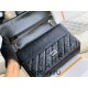 Chanel Classic Flap Bag in 2.55 Diamond Pattern So Black, Large 28, Black, Silver Hardware, Lambskin Leather, Padded Leather, Hass Factory Leather, Dimensions: 28x20x8cm.