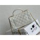 Chanel 21P Classic Flap Bag Mini 20 with Top Handle, Incas Calfskin with Sesame Pattern in White, Gold Hardware, Hass Factory Leather, Dimensions: 20x13x9cm.