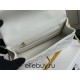 Chanel 22A Classic Flap Bag Mini 20 with Top Handle, Lambskin Leather in White, Champagne Gold Hardware, Hass Factory Leather, Dimensions: 20x12x9cm.