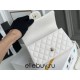 Chanel 22P Classic Flap Bag Mini 20 with Top Handle, Calfskin Leather in White, Champagne Gold Hardware, Hass Factory Leather, Dimensions: 20x12x9cm.