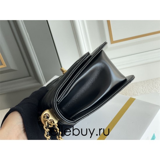 Chanel Classic Flap Bag with Double Gold Ball, Small 22cm, Black, Gold Hardware, Lambskin Leather, Hass Factory Leather, Dimensions: 15x22x8cm.