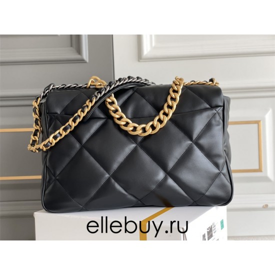 Chanel 2021-2022 Chanel 19 Bag, Large 36, Lambskin Leather, Black, Gold Hardware, Hass Factory Leather, Dimensions: 25x36x11cm.