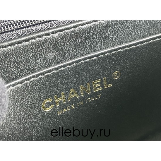 Chanel Classic Flap Bag with Top Handle, adorned with Rhinestones, Mini 18, Lambskin Leather, Hass Factory Leather, Dimensions: 13x18x7cm.