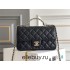 Chanel Classic Flap Bag with Top Handle, adorned with Rhinestones, Large 20, Lambskin Leather, Hass Factory Leather, Dimensions: 13x20x7cm.