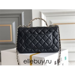 Chanel Classic Flap Bag with Top Handle, adorned with Rhinestones, Large 20, Lambskin Leather, Hass Factory Leather, Dimensions: 13x20x7cm.