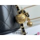 Chanel Vanity Case with Lipstick Holder, Gold Hardware, Gold Ball, Black with Gold Hardware, Mini 11, Lambskin Leather, Hass Factory Leather, Dimensions: 9x11x7cm.