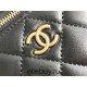 Chanel Vanity Case with Lipstick Holder, Gold Hardware, Gold Ball, Black with Gold Hardware, Mini 11, Lambskin Leather, Hass Factory Leather, Dimensions: 9x11x7cm.