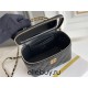 Chanel Vanity Case with Lipstick Holder, Gold Hardware, Gold Ball, Black with Champagne Gold Hardware, Mini 11, Lambskin Leather, Hass Factory Leather, Dimensions: 9x17x7cm.