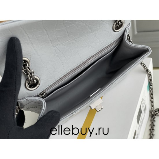 Chanel Classic Flap Bag in 2.55 Puffy Calfskin, Gray with Silver Hardware, Small 20cm.