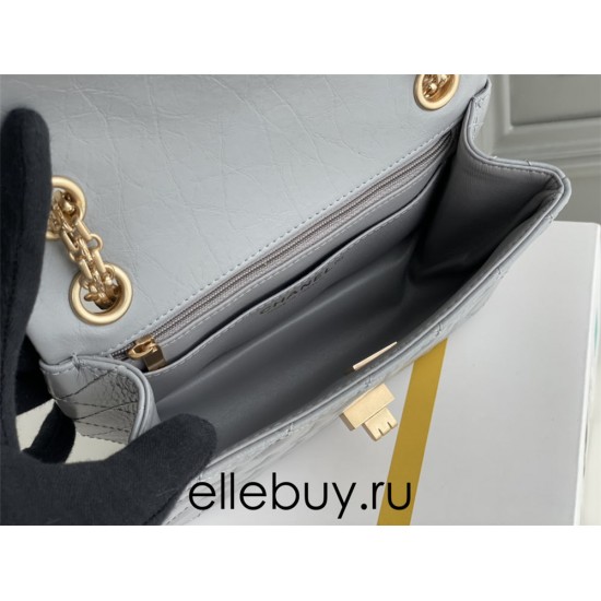 Chanel Classic Flap Bag in 2.55 Puffy Calfskin, Gray with Gold Hardware, Small 20cm.