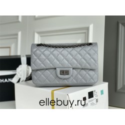 Chanel Classic Flap Bag in 2.55 Puffy Calfskin, Gray with Silver Hardware, Medium 24cm.