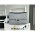 Chanel Classic Flap Bag in 2.55 Puffy Calfskin, Gray with Silver Hardware, Medium 24cm.