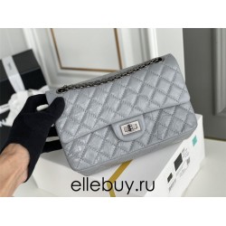 Chanel Classic Flap Bag in 2.55 Puffy Calfskin, Gray with Silver Hardware, Medium 24cm.